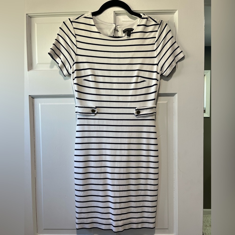 Banana Republic Black and White Striped Mini Dress